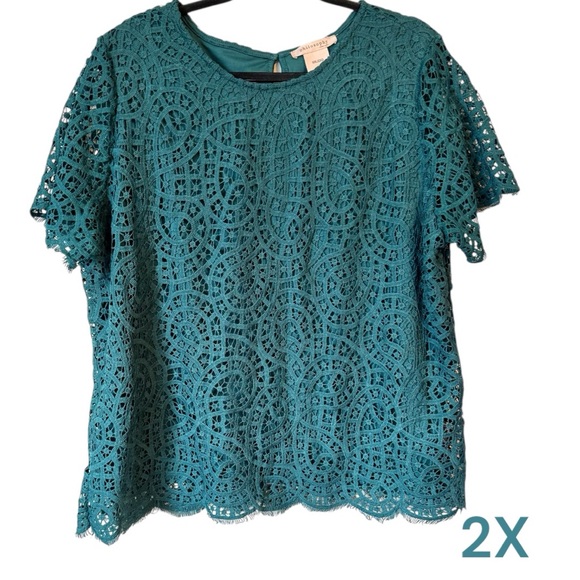 Philosophy Tops - GORGEOUS TEAL LACE FULLY LINED TOP PLUS: 2X #W